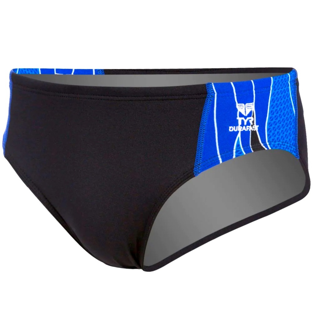 NWT‎ Men’s TYR Durafast Phoenix Special Racer Swim Briefs Black & Blue Size 30